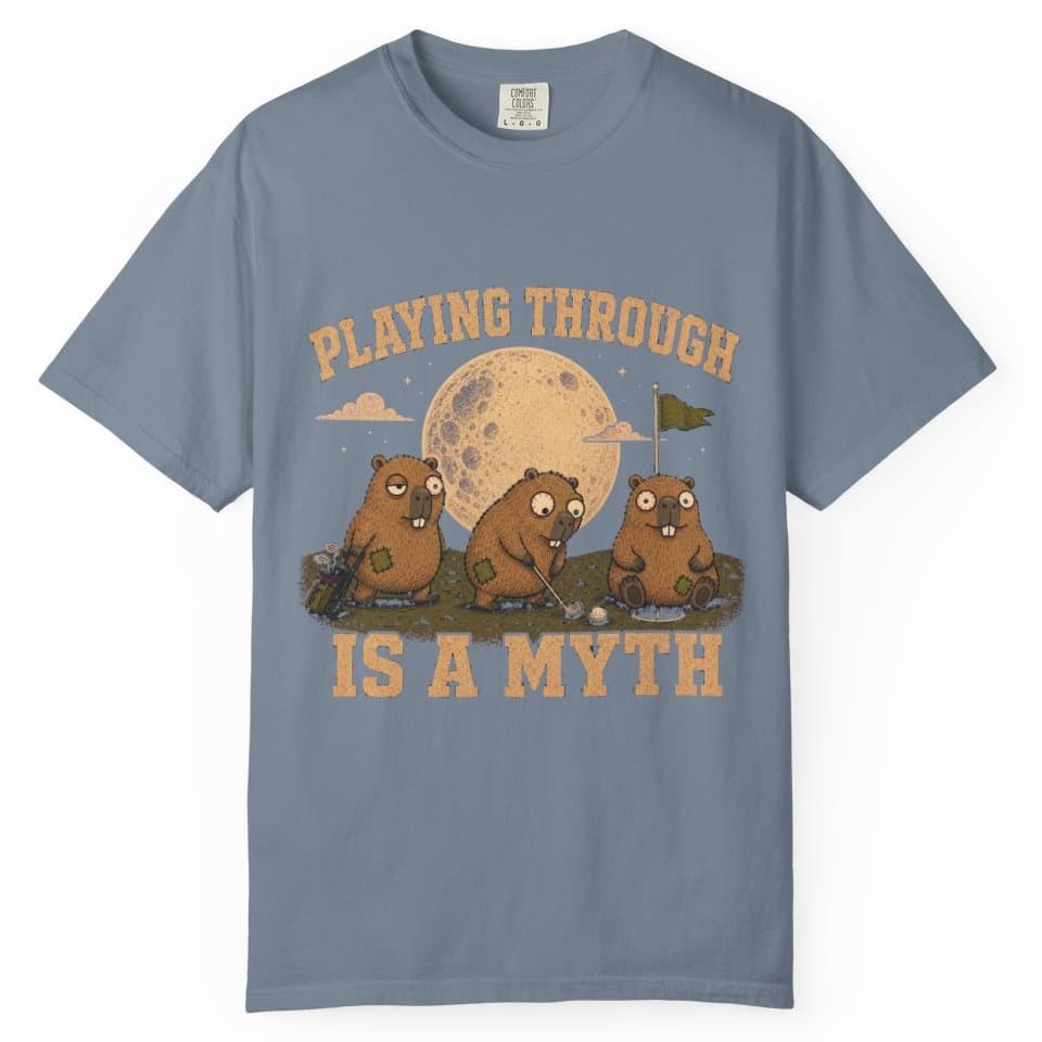 Playing Through Is A Myth t-shirt in Yam, photo 8