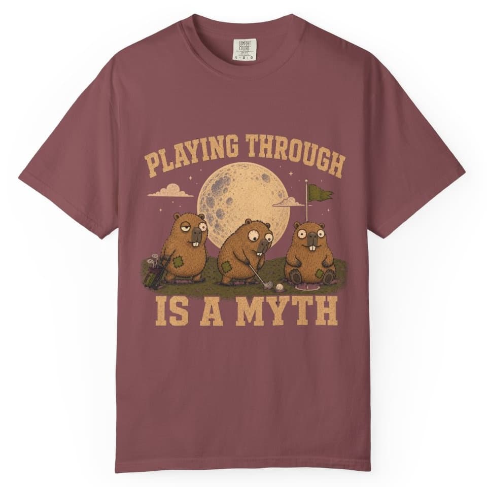 Playing Through Is A Myth t-shirt in Yam, photo 9