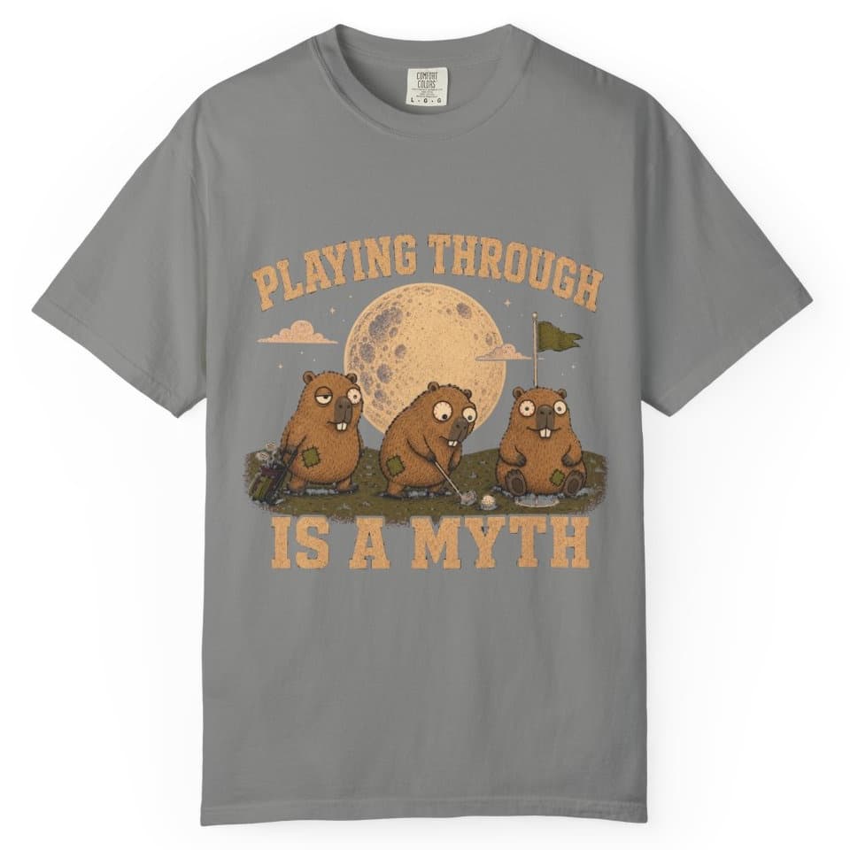 Playing Through Is A Myth t-shirt in Yam, photo 7