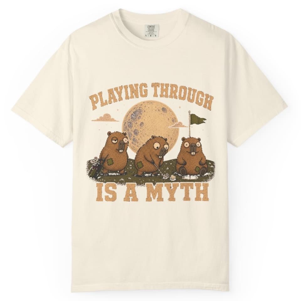 Playing Through Is A Myth t-shirt in Yam, photo 10