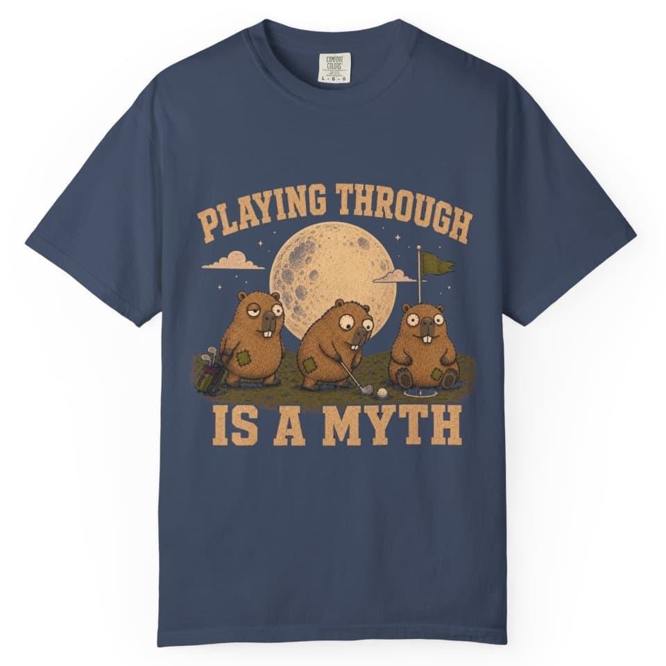 Playing Through Is A Myth t-shirt in Yam, photo 3