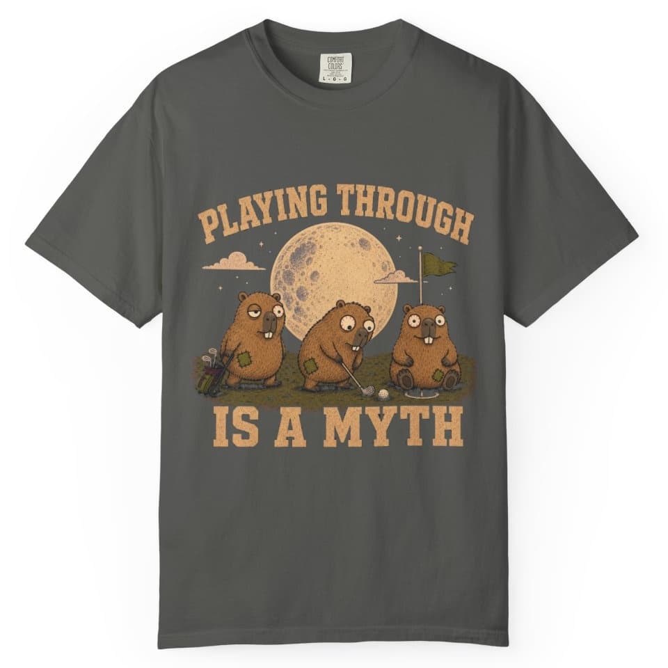 Playing Through Is A Myth t-shirt in Yam, photo 4