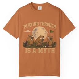 Playing Through Is A Myth t-shirt in Yam, thumbnail 1