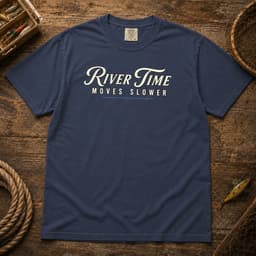 River Time Moves Slower t-shirt in Midnight, thumbnail 1