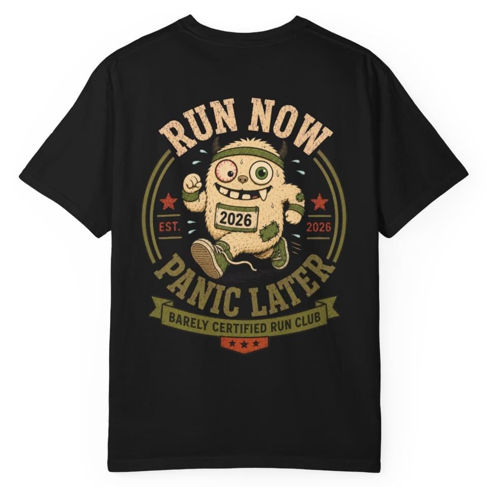 Run Now Panic Later t-shirt in Midnight, photo 3