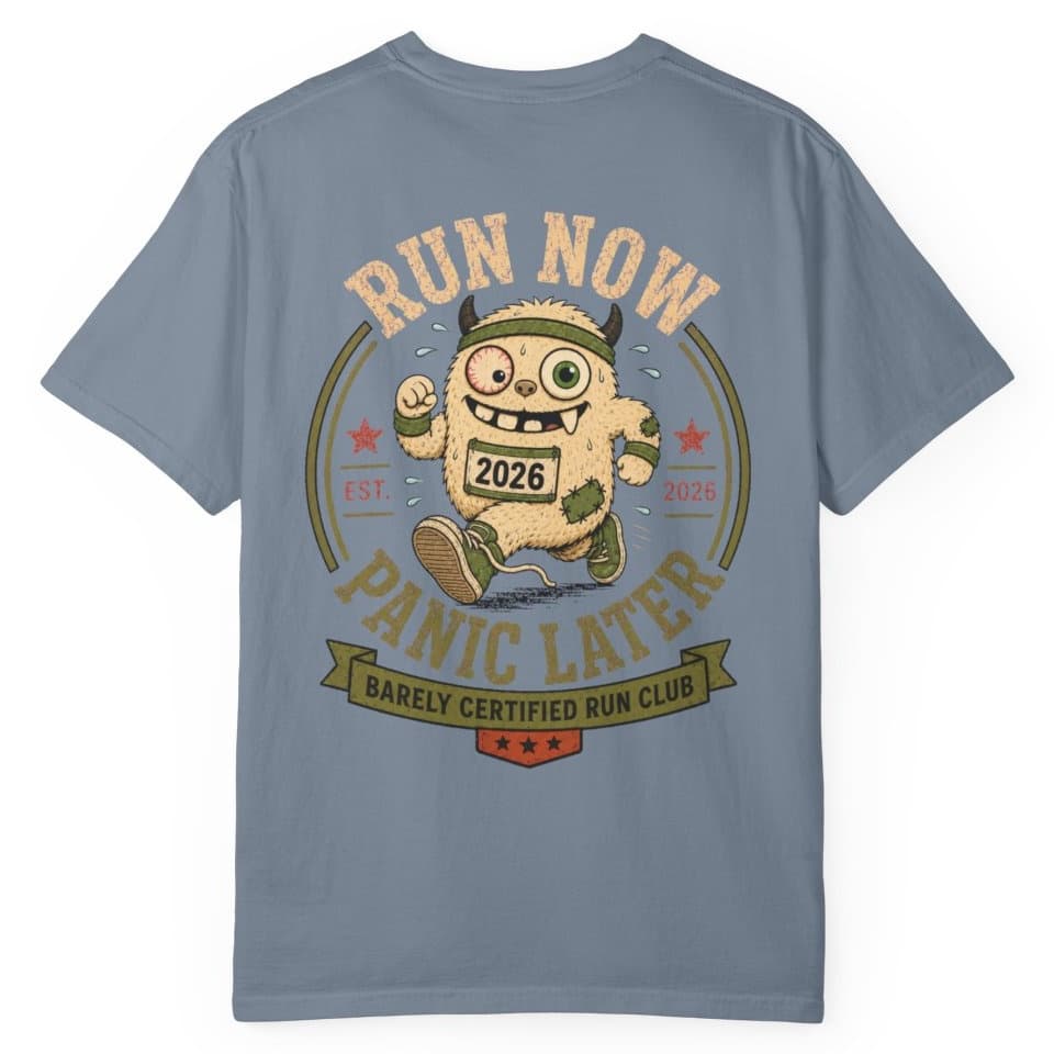 Run Now Panic Later t-shirt in Midnight, photo 15