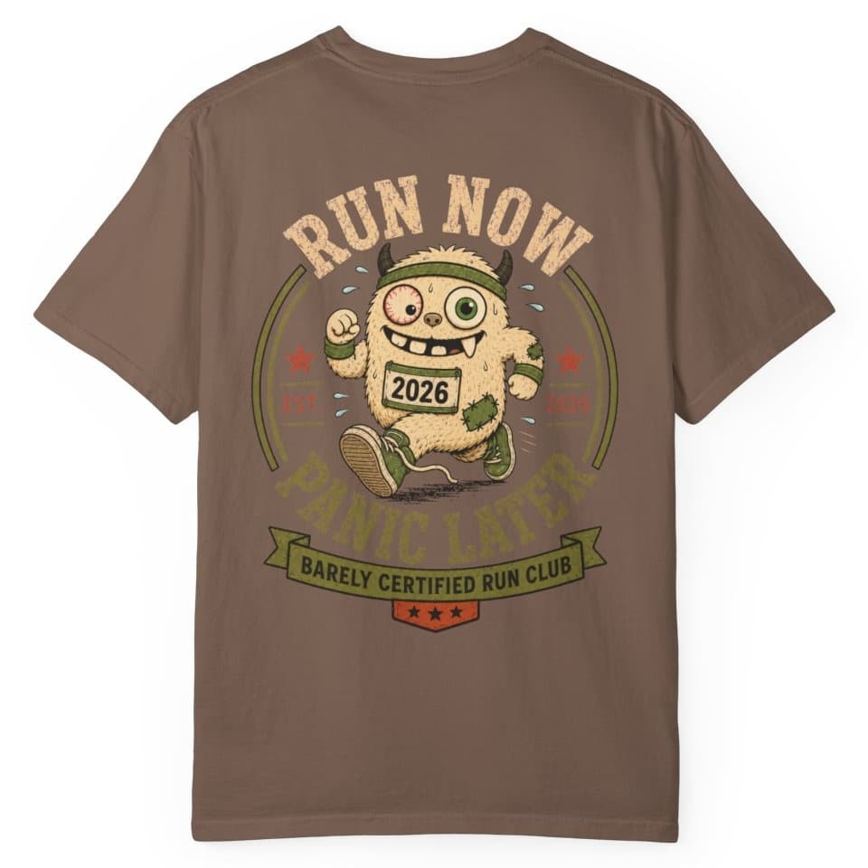Run Now Panic Later t-shirt in Midnight, photo 5