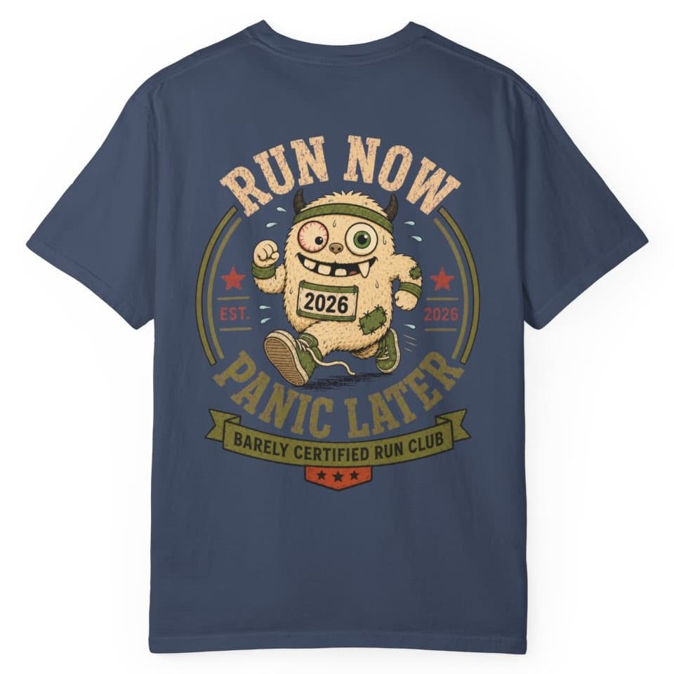 Run Now Panic Later t-shirt in Midnight, photo 1