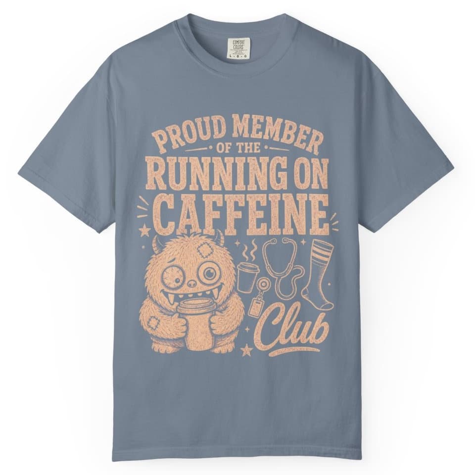 Running on Caffeine Club t-shirt in Midnight, photo 9