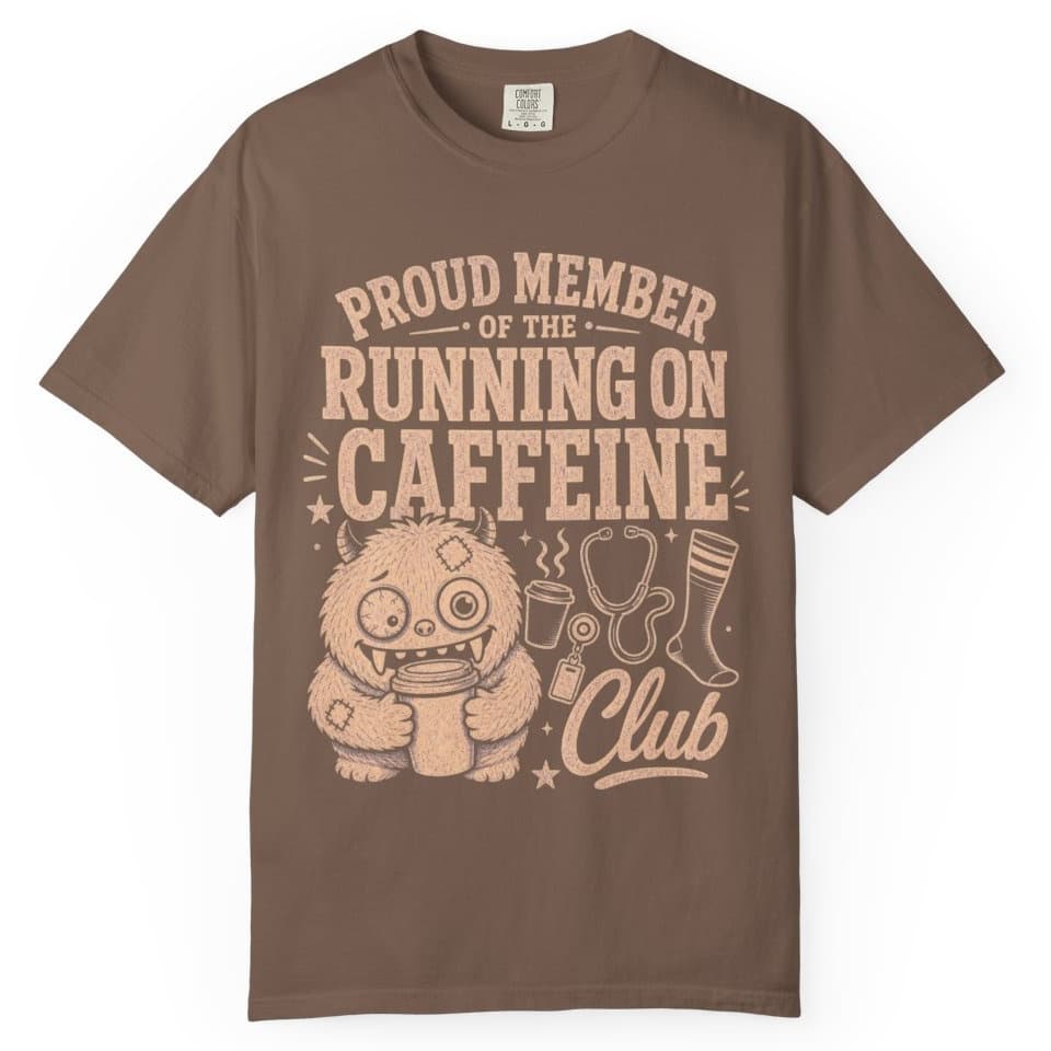 Running on Caffeine Club t-shirt in Midnight, photo 3