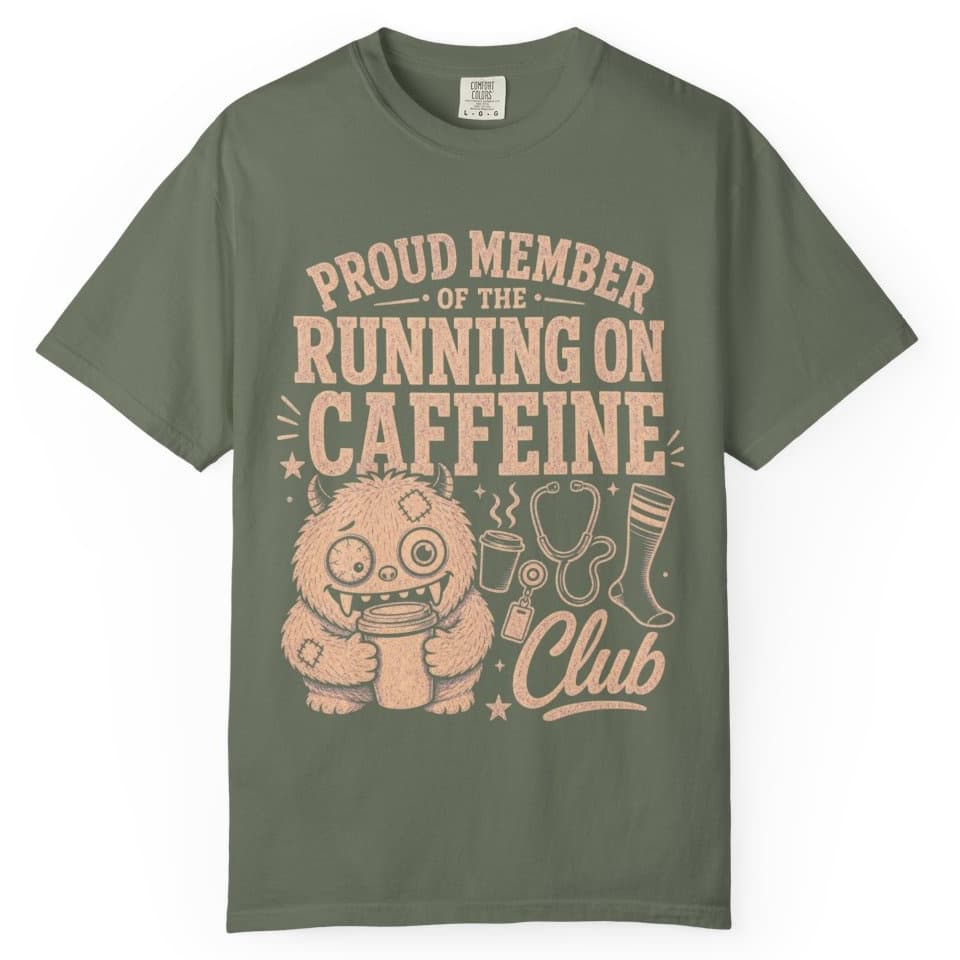 Running on Caffeine Club t-shirt in Midnight, photo 5