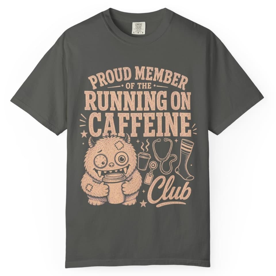 Running on Caffeine Club t-shirt in Midnight, photo 4