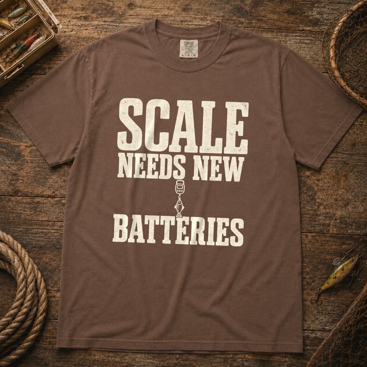 Scale Needs New Batteries t-shirt in Espresso, photo 1