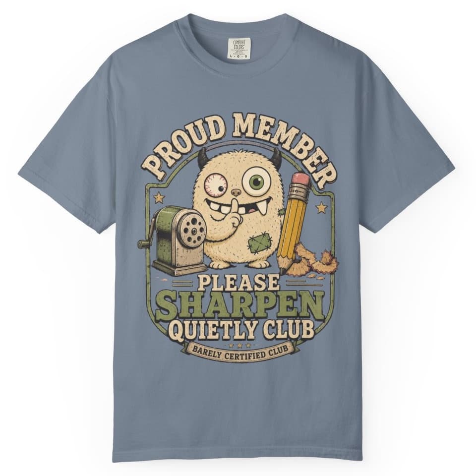 Sharpen Quietly Please t-shirt in Granite, photo 7
