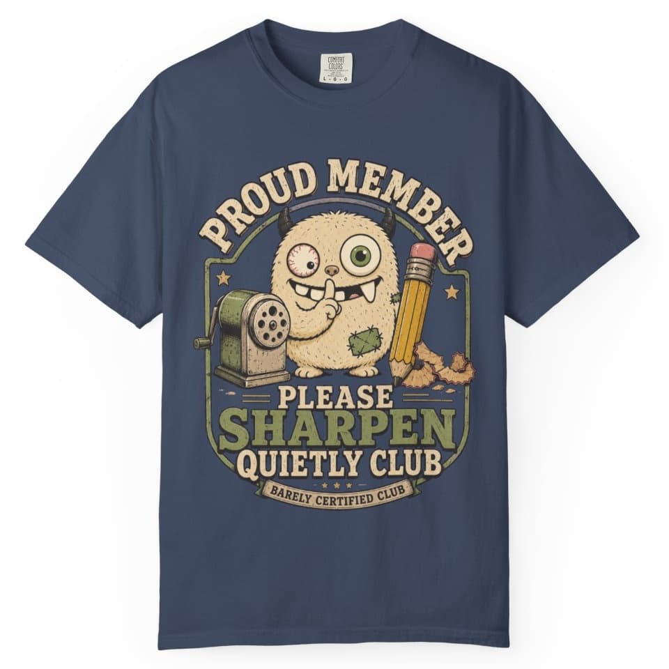 Sharpen Quietly Please t-shirt in Granite, photo 3