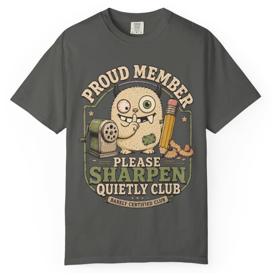Sharpen Quietly Please t-shirt in Granite, photo 5