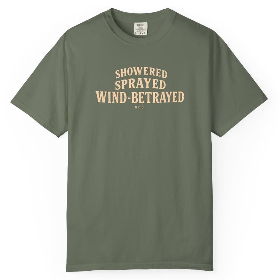 Showered, Sprayed, Wind-Betrayed Hunting Shirt t-shirt in Black, photo 5