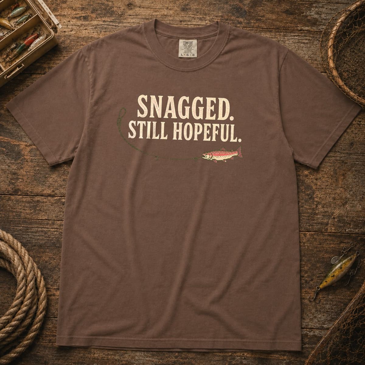 Snagged. Still Hopeful. t-shirt in Pepper, photo 4