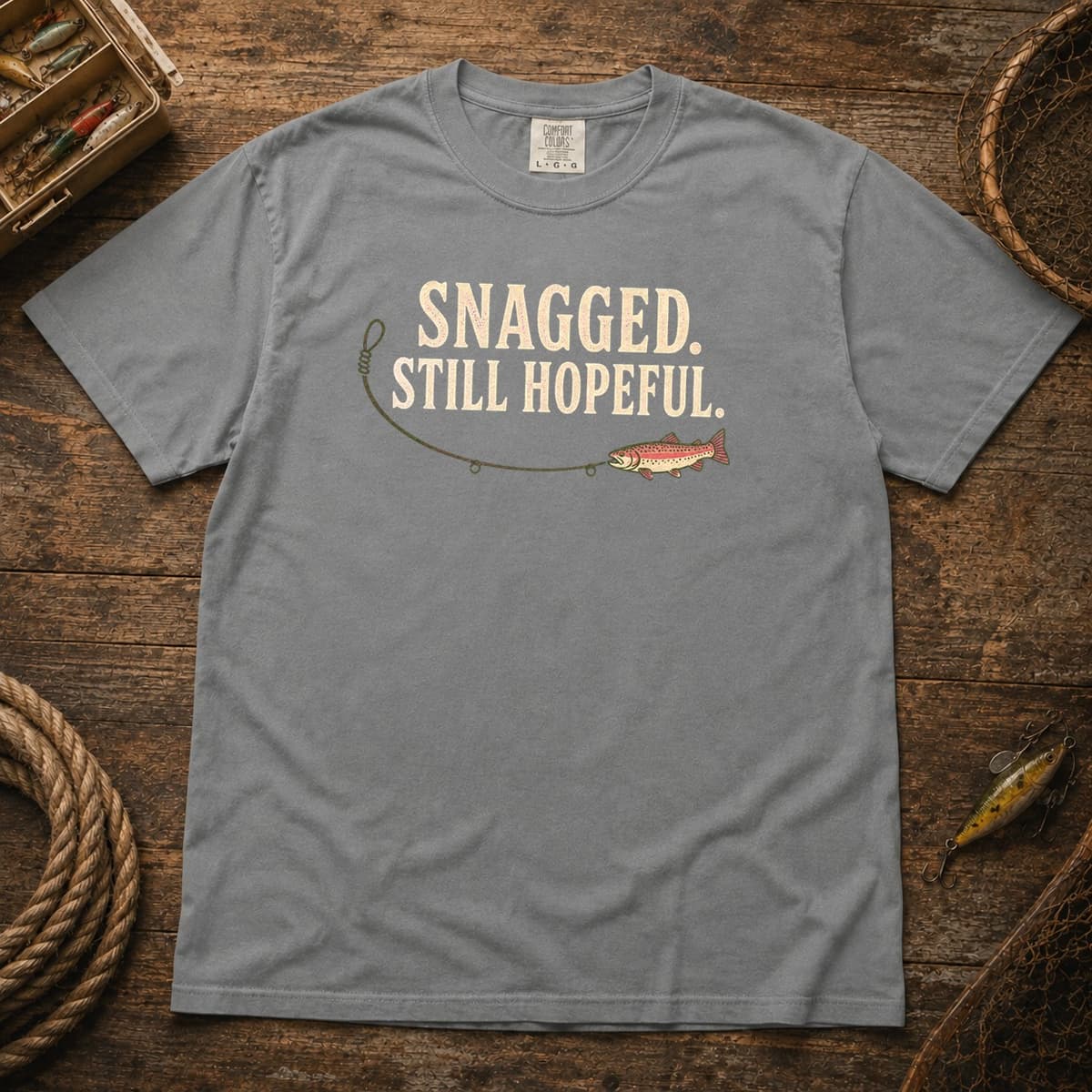 Snagged. Still Hopeful. t-shirt in Pepper, photo 6