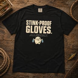 Stink-Proof Gloves. Allegedly. t-shirt in Black, thumbnail 1