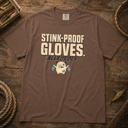 Stink-Proof Gloves. Allegedly. t-shirt in Black, thumbnail 3