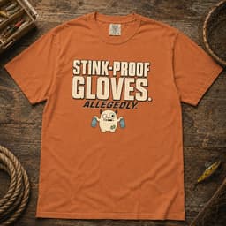 Stink-Proof Gloves. Allegedly. t-shirt in Black, thumbnail 9