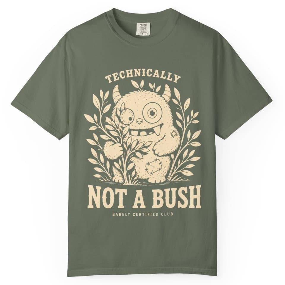 Technically Not a Bush Hunting Shirt t-shirt in Moss, photo 1