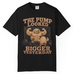 Pump Looked Bigger Again t-shirt in Black, thumbnail 1