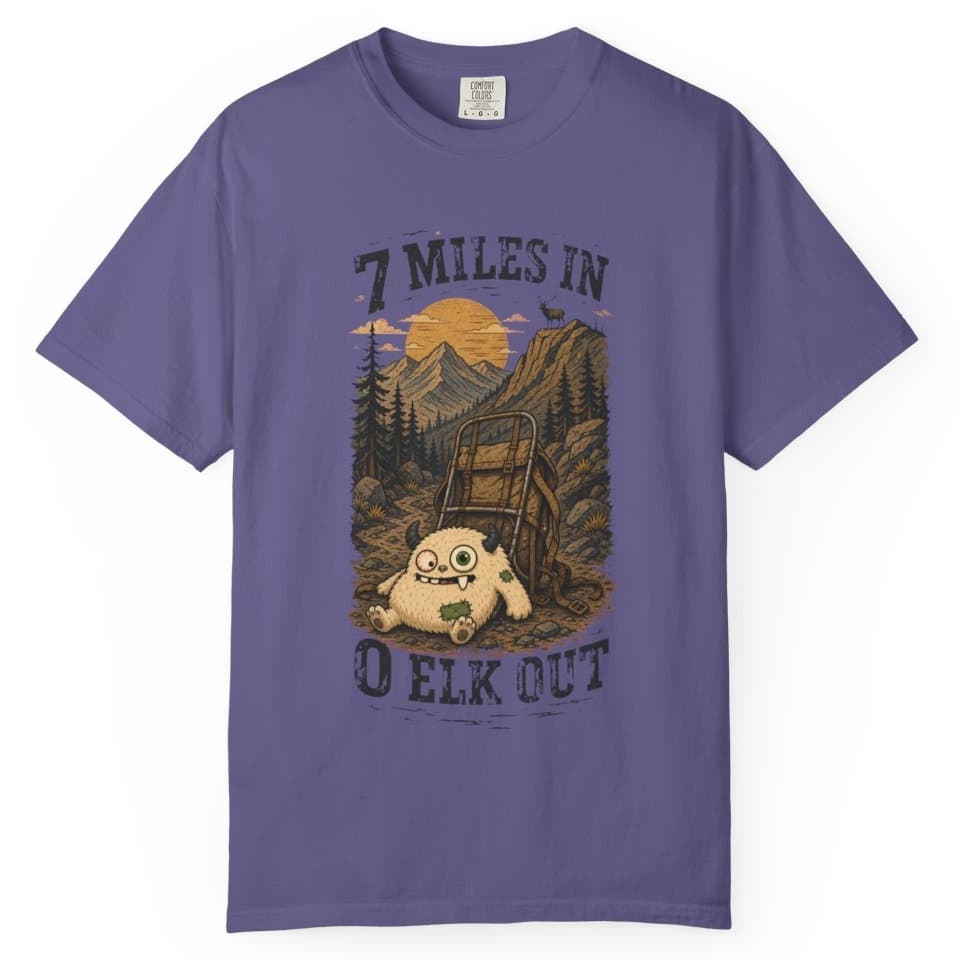 7 Miles In 0 Elk Out t-shirt in Granite, photo 7