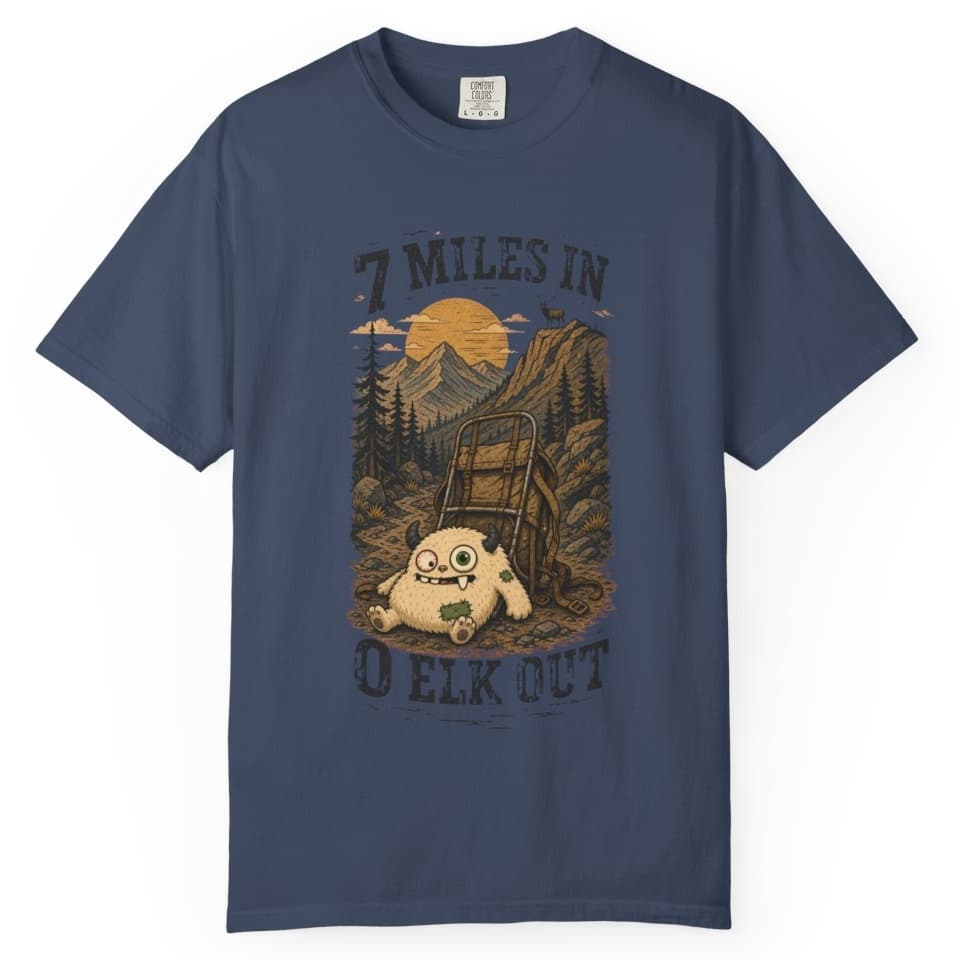 7 Miles In 0 Elk Out t-shirt in Granite, photo 4