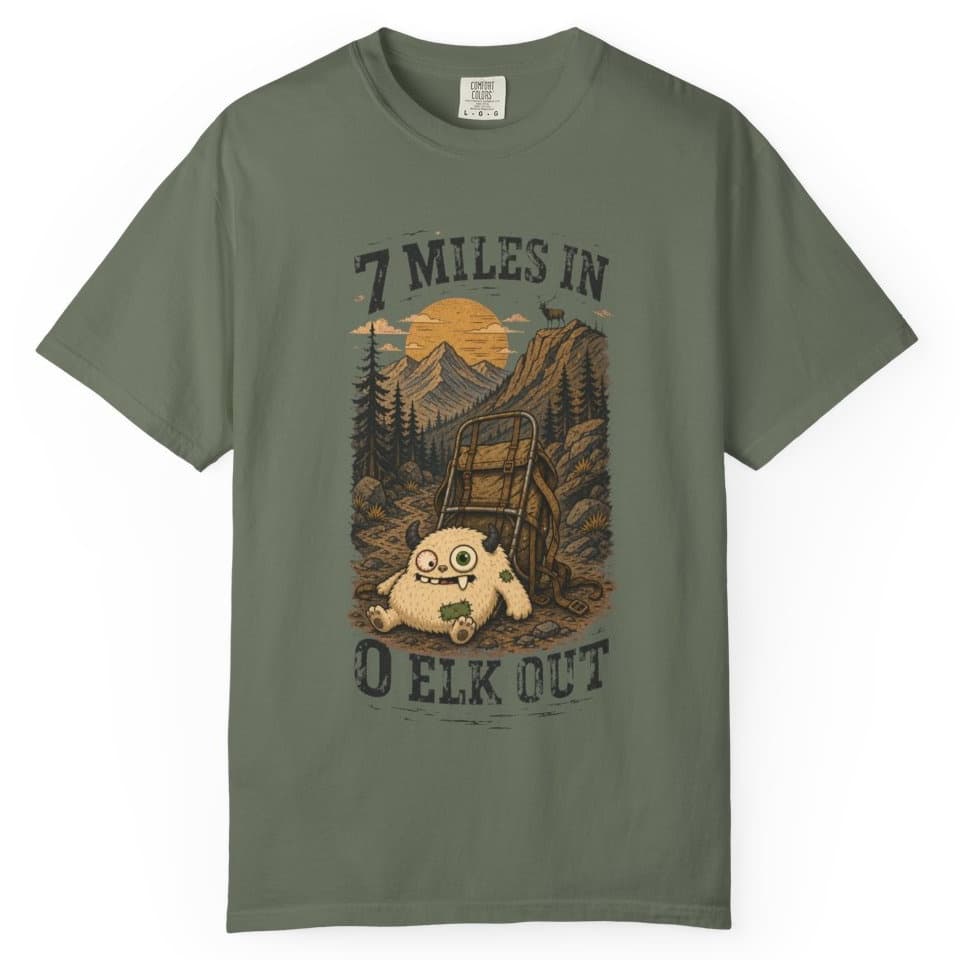 7 Miles In 0 Elk Out t-shirt in Granite, photo 2