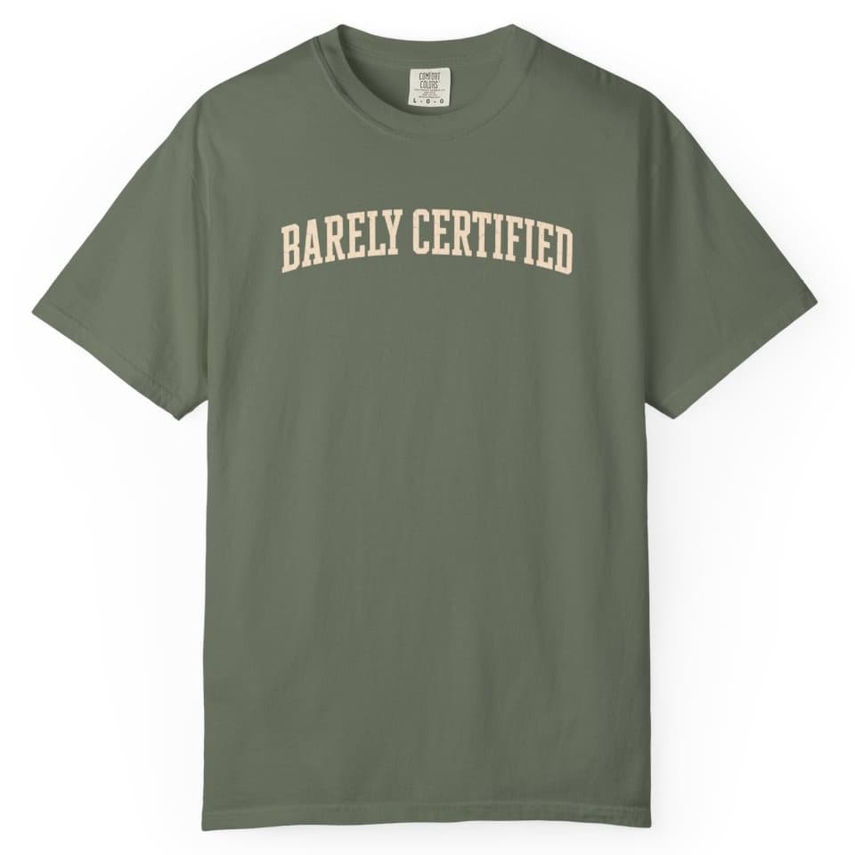 Barely Certified Mark t-shirt in Moss, photo 1