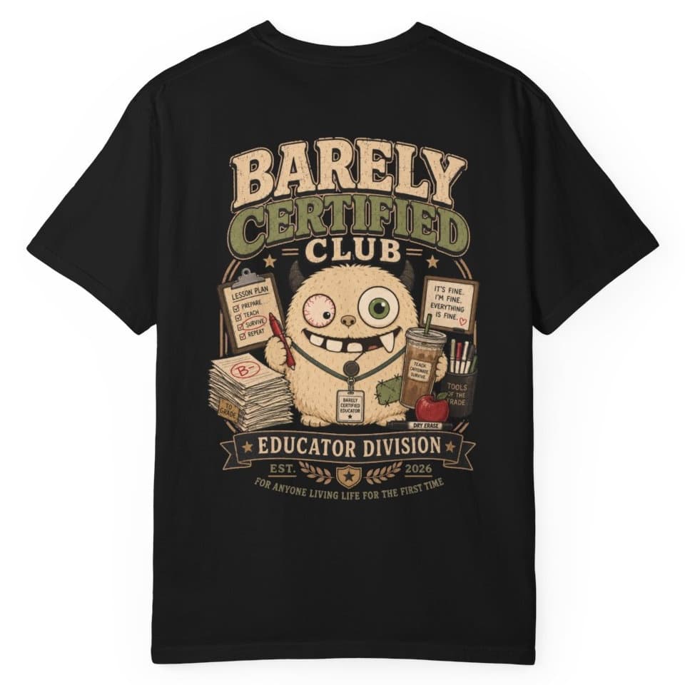 Barely Certified Educator t-shirt in Midnight, photo 3