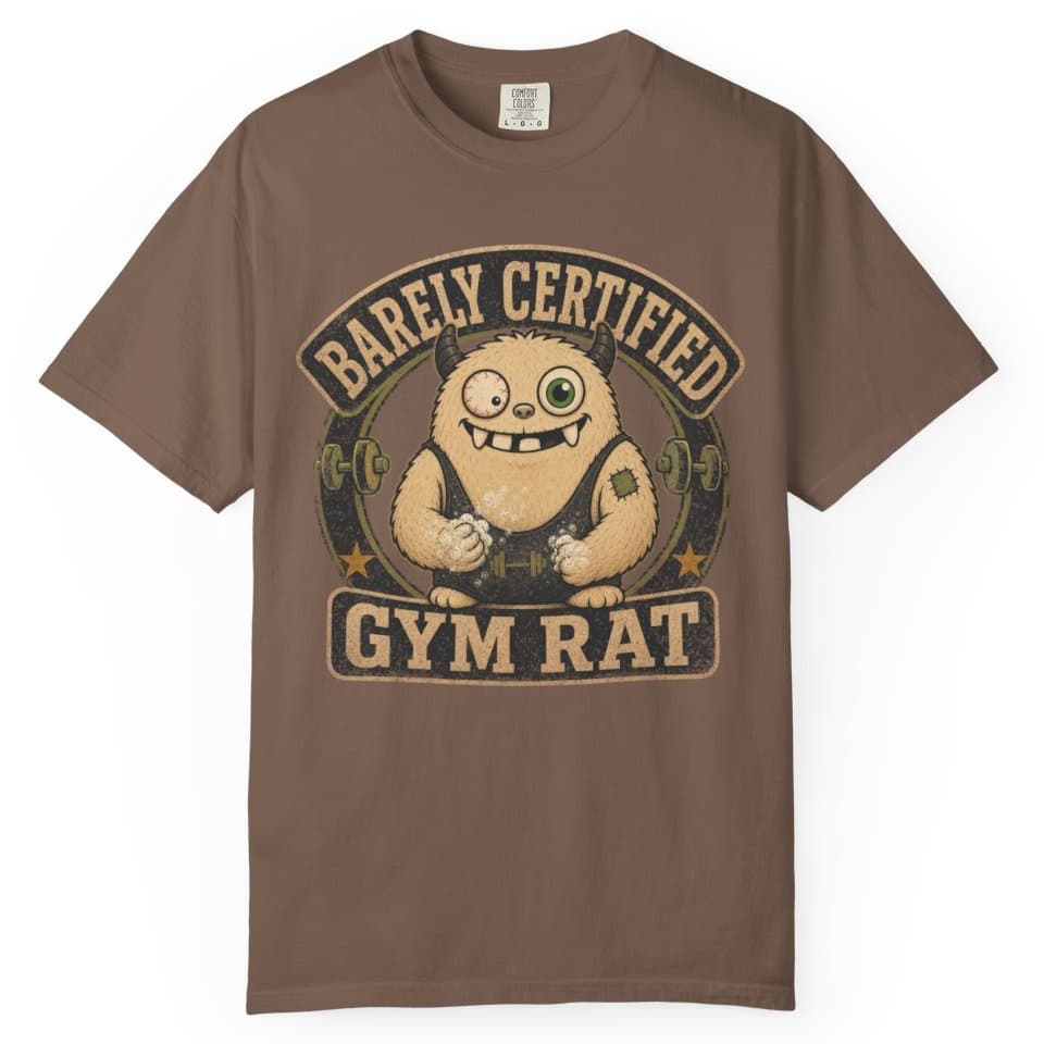 Barely Certified Gym Rat t-shirt in Espresso, photo 1