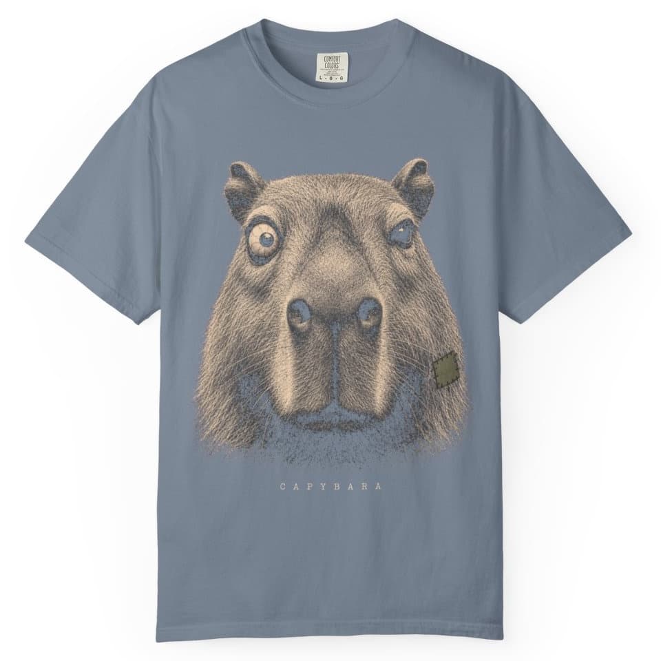 Deadpan Capybara Portrait t-shirt in Brick, photo 9