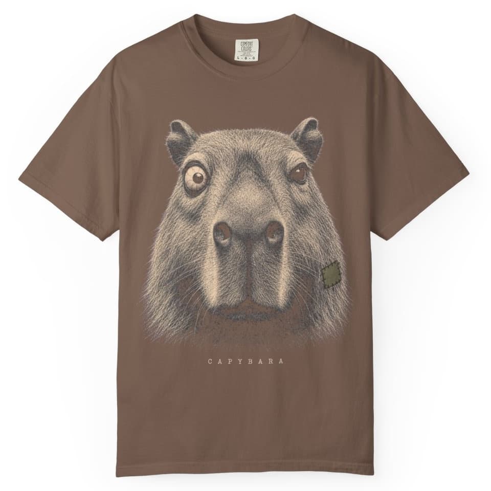 Deadpan Capybara Portrait t-shirt in Brick, photo 4