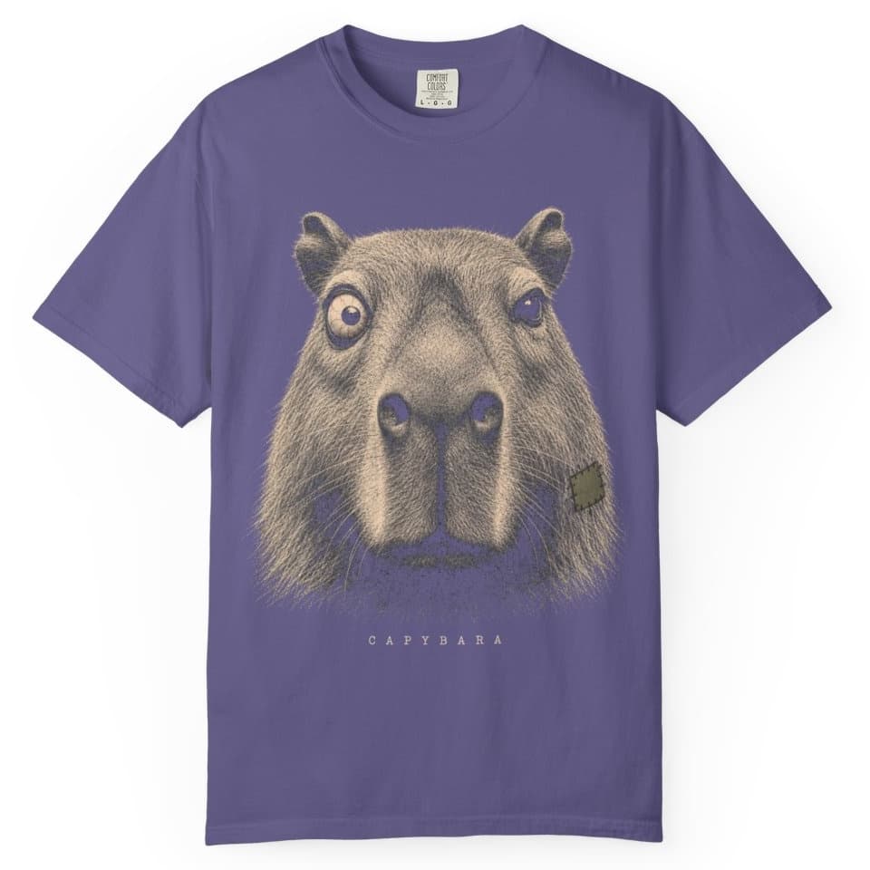 Deadpan Capybara Portrait t-shirt in Brick, photo 7