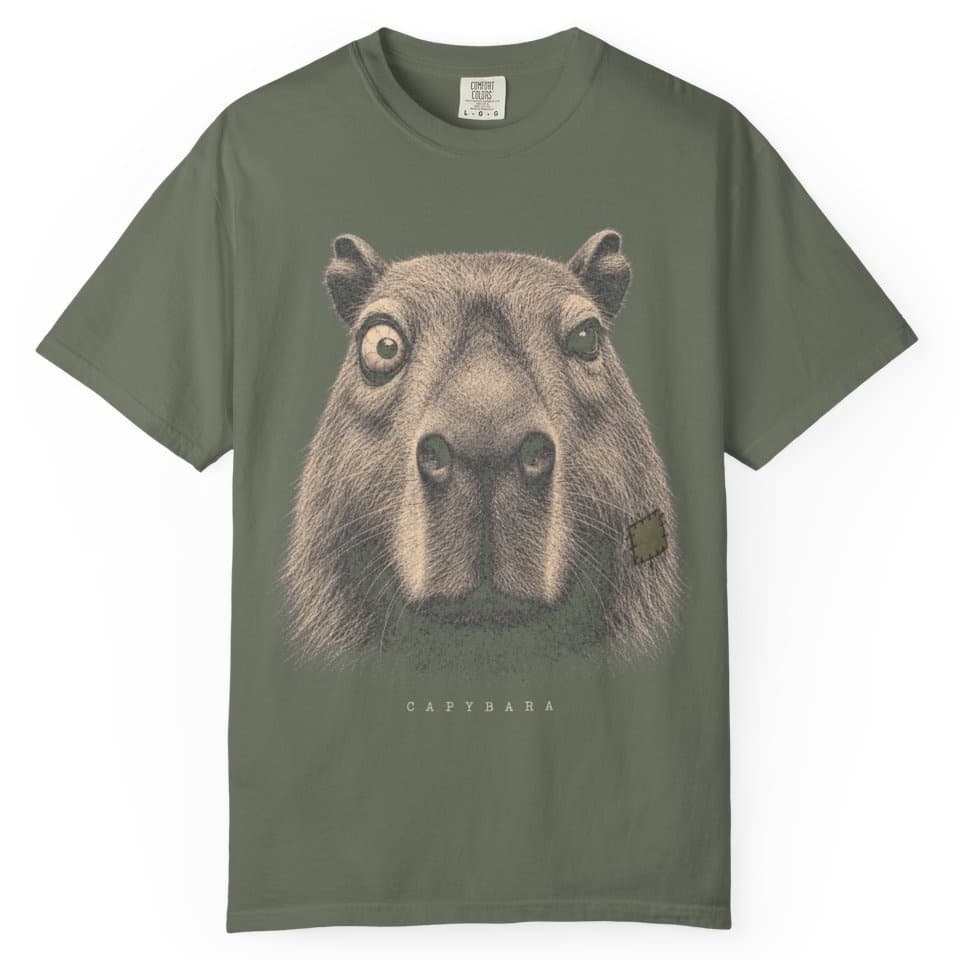 Deadpan Capybara Portrait t-shirt in Brick, photo 6