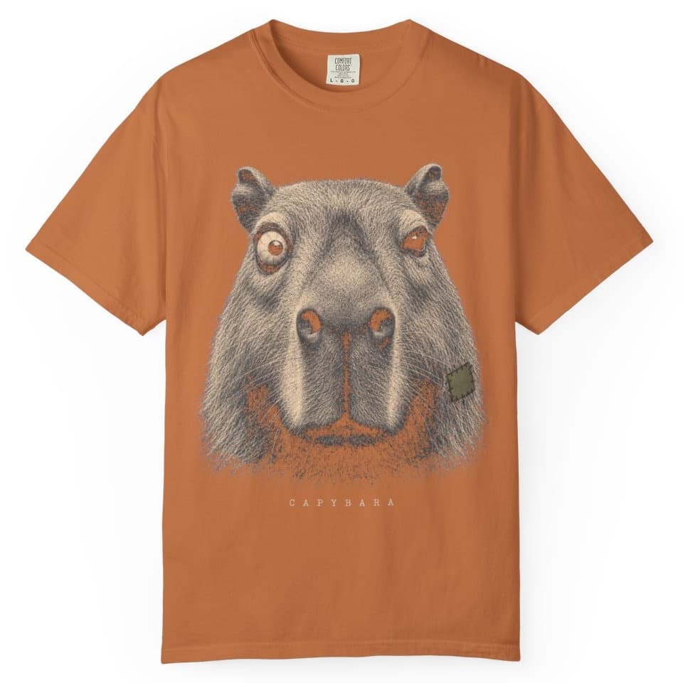 Deadpan Capybara Portrait t-shirt in Brick, photo 10