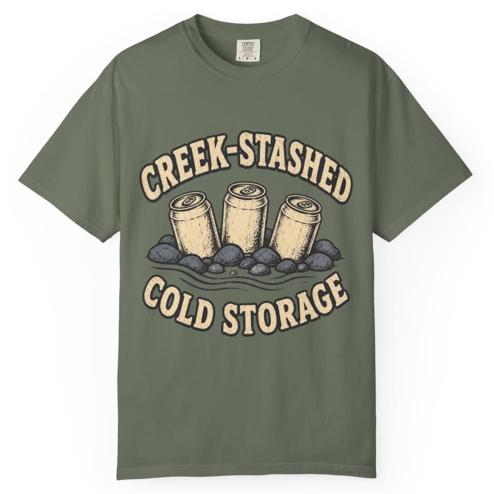Creek-Stashed Cold Storage Tee t-shirt in Moss, photo 1