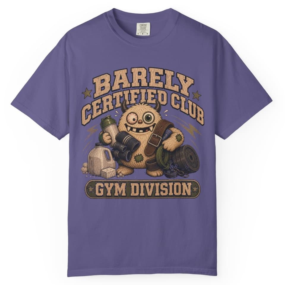 Barely Certified Gym Dept t-shirt in Grape, photo 1