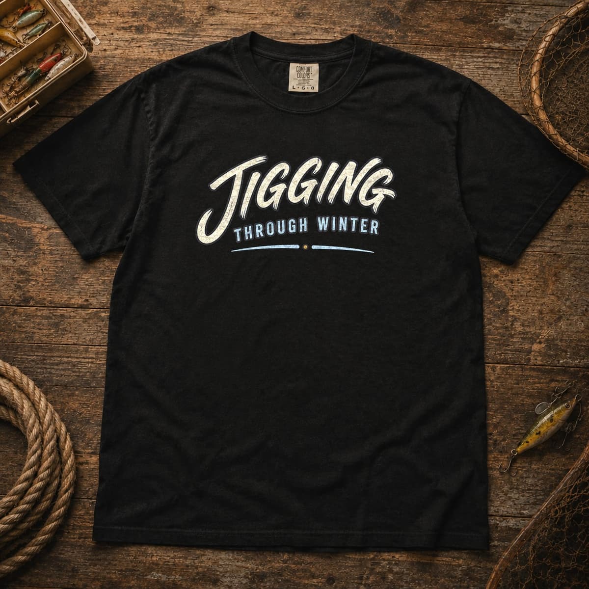 Jigging Through Winter t-shirt in Black, photo 1