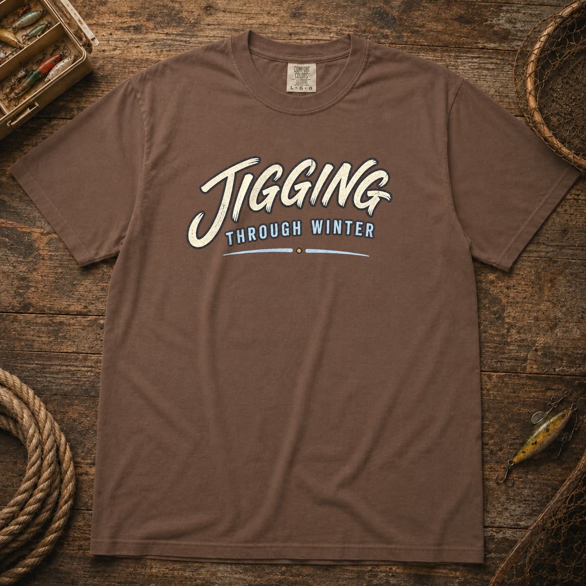 Jigging Through Winter t-shirt in Black, photo 3