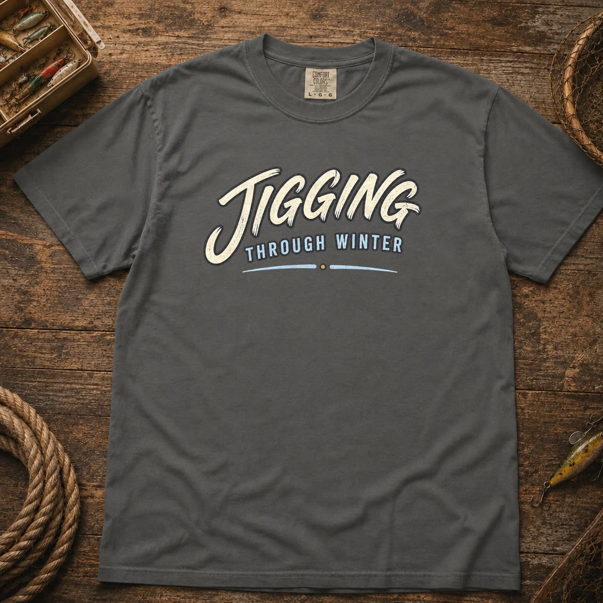 Jigging Through Winter t-shirt in Black, photo 4