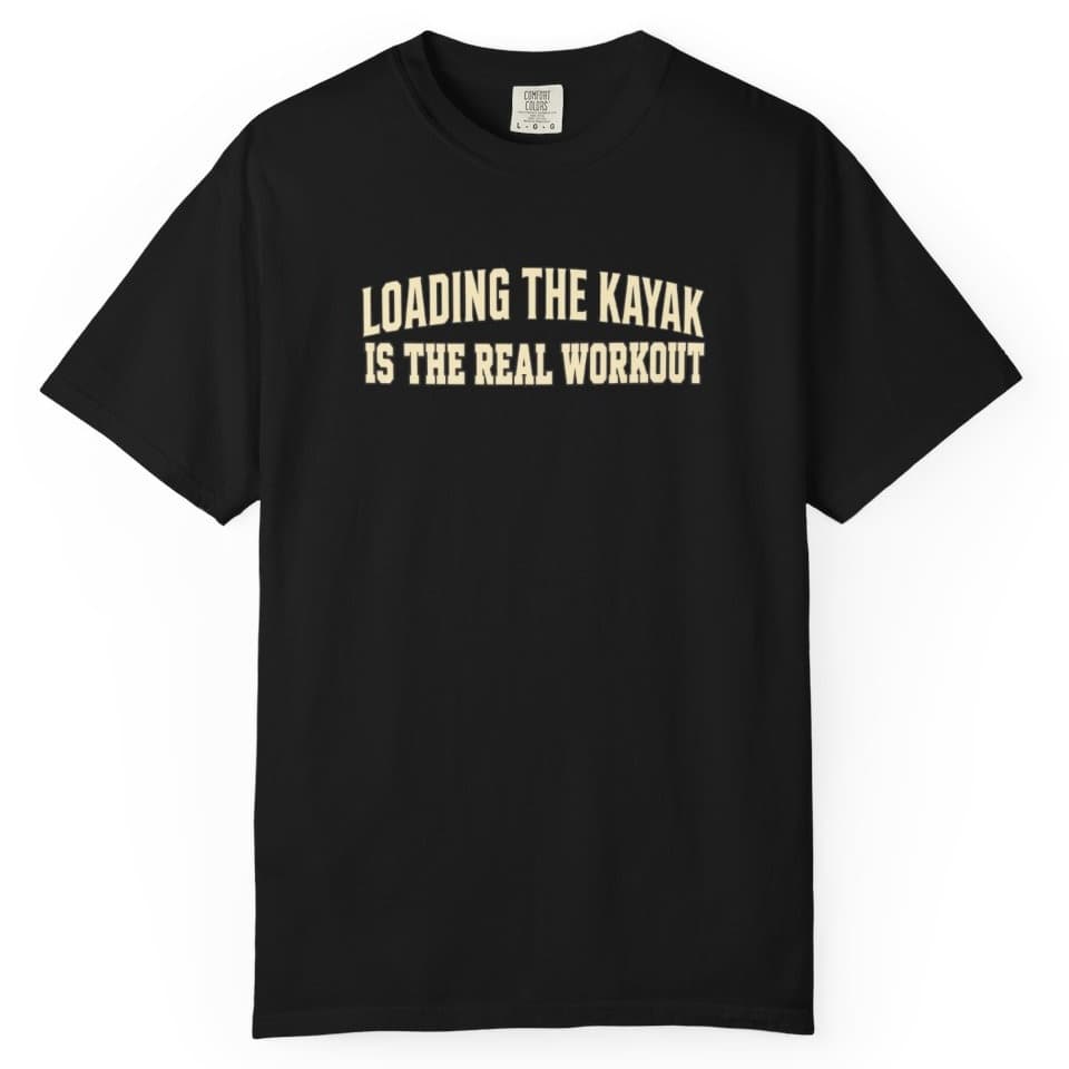 Loading Is the Workout Kayak Fishing Shirt t-shirt in Black, photo 1