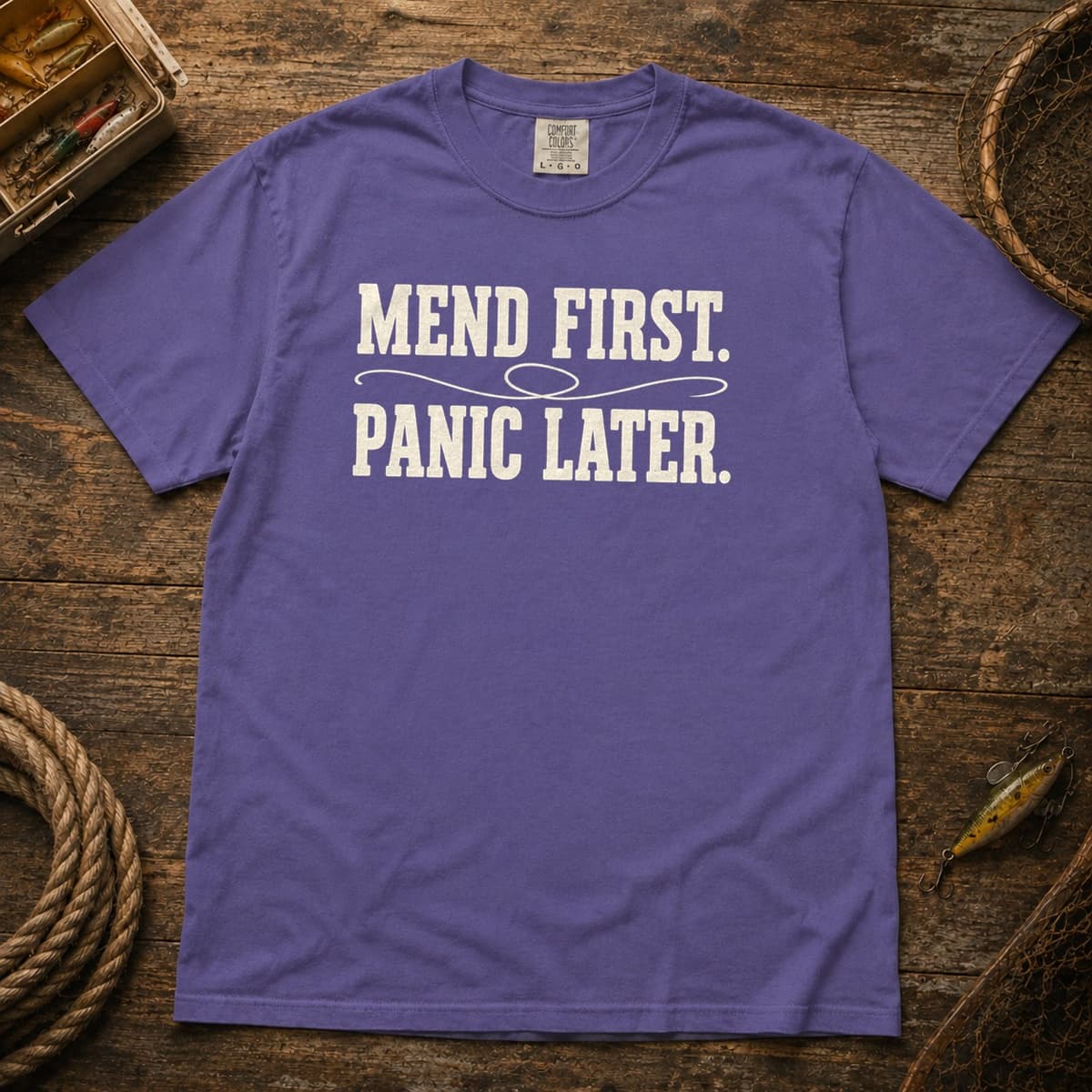 Mend First. Panic Later. t-shirt in Moss, photo 6