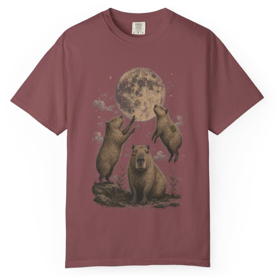 Capybara Moon Meeting t-shirt in Black, photo 9