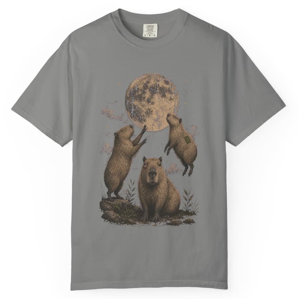 Capybara Moon Meeting t-shirt in Black, photo 7