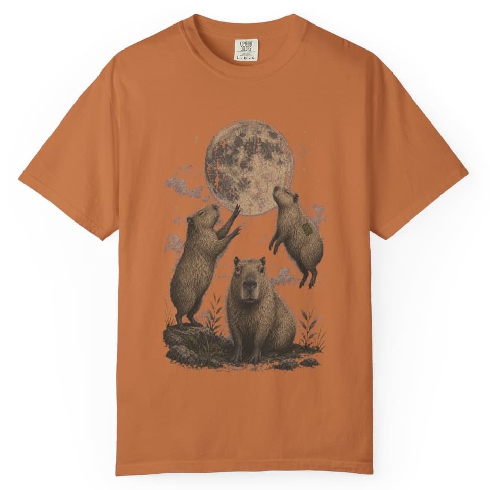 Capybara Moon Meeting t-shirt in Black, photo 10