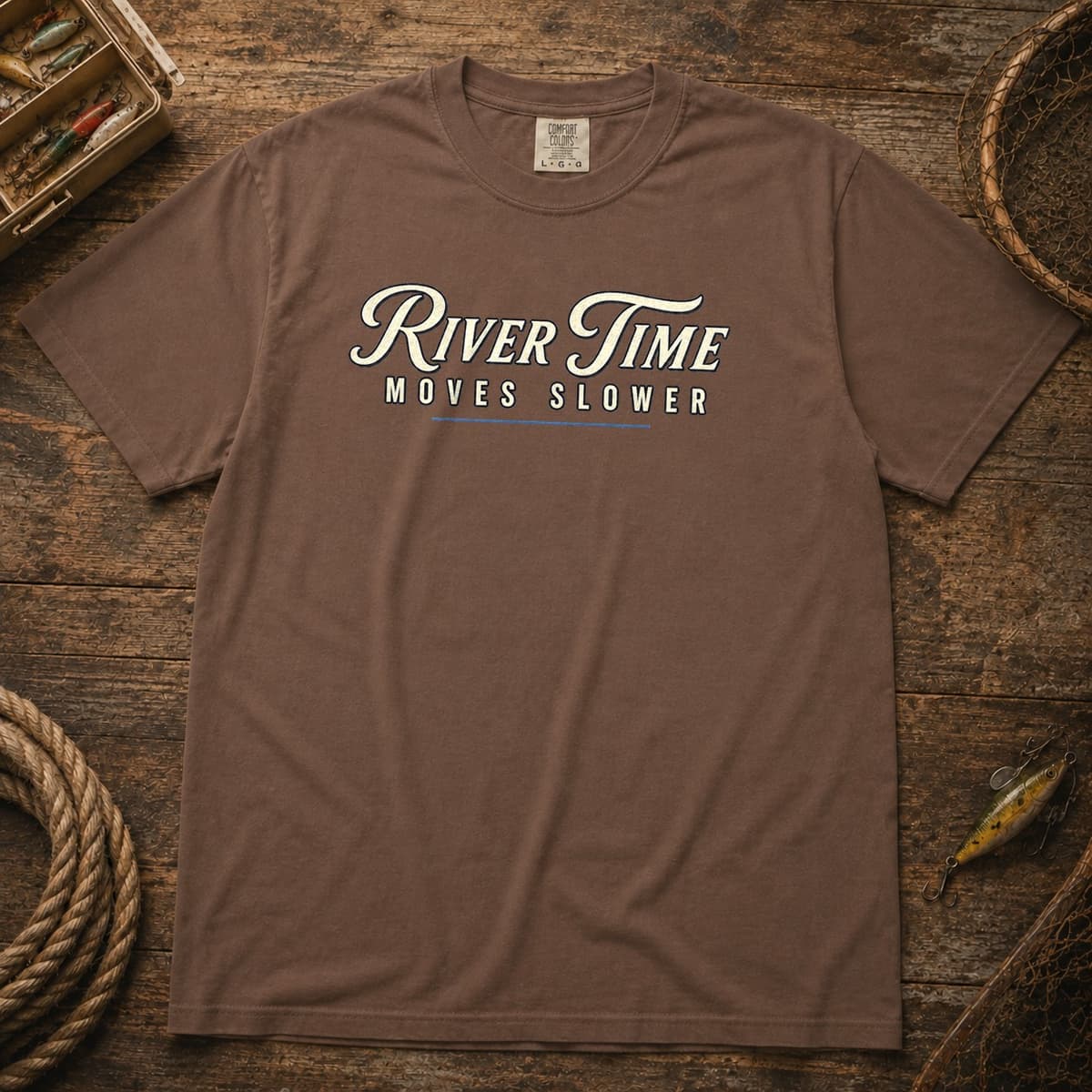 River Time Moves Slower t-shirt in Midnight, photo 3